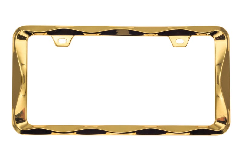 Creathome 3D Curly Wave Pattern Gold License Plate Frame from Pure Zinc Alloy Metal - Image 1